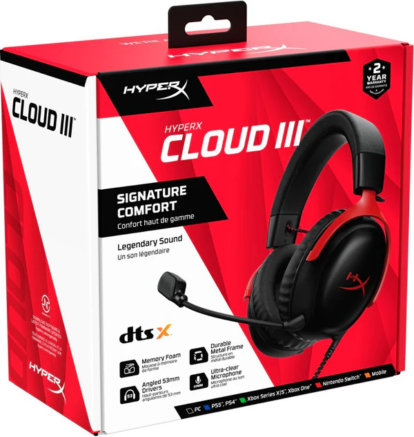 A. HYPERX CLOUD III | 3.5MM-USB | 7.1 | ROJO