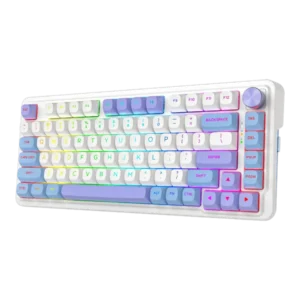 TG. REDRAGON UCALMAX K673WBP | INGLES | INALAMBRICO | SW-MINT | RGB | MORADO-BLANCO