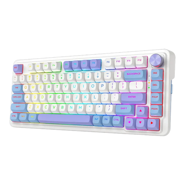 TG. REDRAGON UCALMAX K673WBP | INGLES | INALAMBRICO | SW-MINT | RGB | MORADO-BLANCO